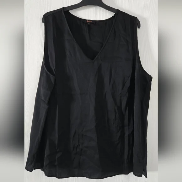Quince Washable Stretch Silk Black Tank Top Size 1x - Picture 2 of 7
